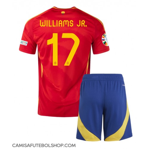 Camisa de time de futebol Espanha Nico Williams #17 Replicas 1º Equipamento Infantil Europeu 2024 Manga Curta (+ Calças curtas)